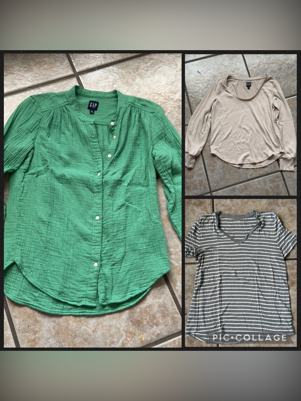 Gap women’s top bundle lot of 3 - Size XS casual basics green beige grey